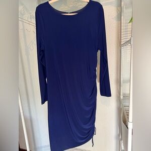 City Studio Navy Ruched Knee Long Sleeve Dress